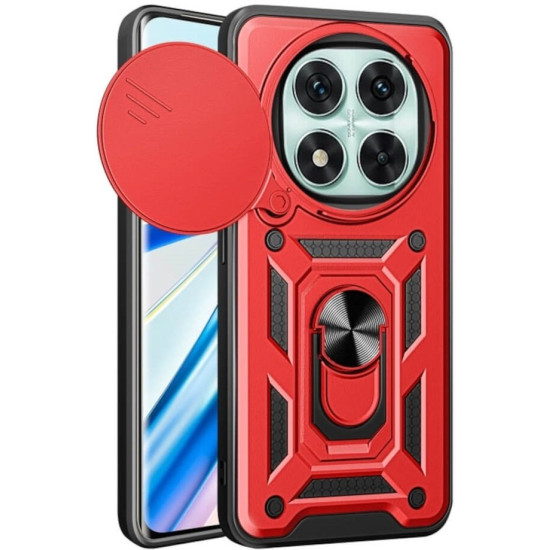 Θήκη Xiaomi Redmi Note 14 Pro 4G Bodycell Armor Slide Ανθεκτική με Κάλυμμα για την Κάμερα & Μεταλλικό Ring Holder - Red (5206015081101)