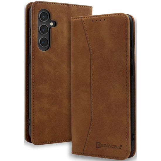 Θήκη Samsung Galaxy S25 Bodycell Book Case Πορτοφόλι - Brown (5206015080531)