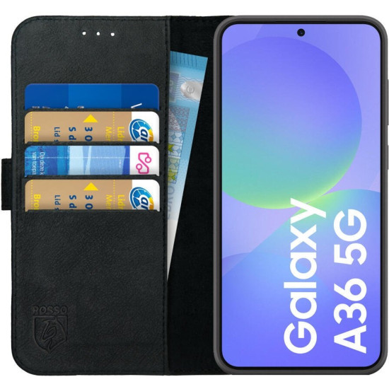 Θήκη Samsung Galaxy A36 Rosso Deluxe Δερμάτινο Πορτοφόλι - Black (8719246468650)