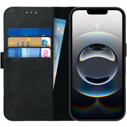 Θήκη iPhone 17e / 16e Rosso Deluxe Δερμάτινο Πορτοφόλι - Black (8719246468636)