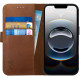 Θήκη iPhone 17e / 16e Rosso Deluxe Δερμάτινο Πορτοφόλι - Brown (8719246468643)
