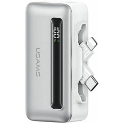 PowerBank Usams Dual Port με Ψηφιακή Οθόνη LED & 1 x Type-C / 1 x Lightning 4.500mAh 20W - Silver (US-CD233)