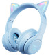 Bluetooth Ακουστικά HappyCase Popz Ασύρματα / Ενσύρματα Κεφαλής για Παιδιά με Ασφαλή Μέγιστη Ένταση Ήχου & LED Φωτισμό - Blue (8719246468742)