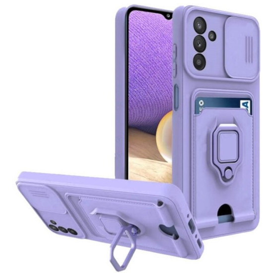 Θήκη Samsung Galaxy A26 Bodycell Multifunction με Λουράκι Λαιμού / Κάλυμμα Κάμερας / Ring Holder & Υποδοχή Κάρτας - Purple (5206015081583)