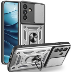 Θήκη Samsung Galaxy A56 Bodycell Armor Slide Ανθεκτική με Κάλυμμα για την Κάμερα & Μεταλλικό Ring Holder - Silver (5206015080937)