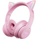 Bluetooth Ακουστικά HappyCase Popz Ασύρματα / Ενσύρματα Κεφαλής για Παιδιά με Ασφαλή Μέγιστη Ένταση Ήχου & LED Φωτισμό - Pink (8719246468759)
