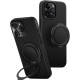 Θήκη iPhone 16 Pro Max Uniq Keva Air + GripFit Σετ Ανθεκτική MagSafe Aramid Fiber με Μαγνητική Βάση / Finger Holder - Carbon Black (UNIQ-IP6.9P(2024)-KAGPBCB)