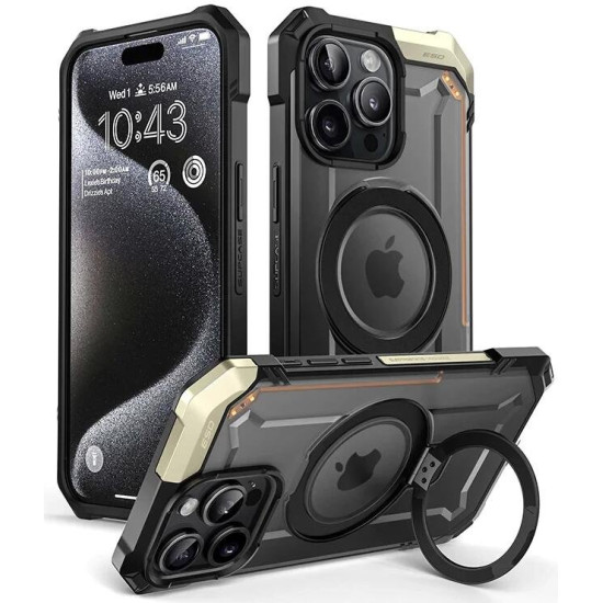 Θήκη iPhone 15 Pro Max Supcase Unicorn Beetle Defender Ανθεκτική Διάφανη με MagSafe / Αντιστατική Προστασία & KickStand - Black (843439139589)