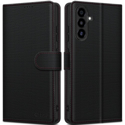 Θήκη Samsung Galaxy A56 Tech-Protect Wallet RS Πορτοφόλι από Οικολογικό Δέρμα - Black / Red (5906302362592)