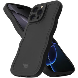 Θήκη iPhone 16 Pro HappyCase Wavy Σιλικόνης - Black (8719246471582)