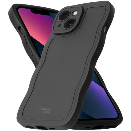 Θήκη iPhone 13 HappyCase Wavy Σιλικόνης - Black (8719246474576)