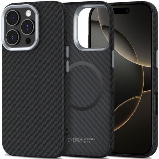 Θήκη iPhone 16 Pro Tech-Protect Ion Carbon Σκληρή με MagSafe - Black / Silver (5906302363308)