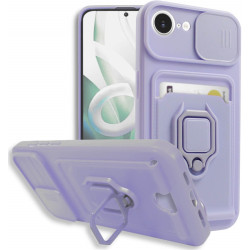 Θήκη iPhone 17e / 16e Bodycell Multifunction με Λουράκι Λαιμού / Κάλυμμα Κάμερας / Ring Holder & Υποδοχή Κάρτας - Purple (5206015081460)