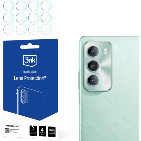 Hybrid Glass Oppo Reno12 3MK Lens Protector Αντιχαρακτικό Υβριδικό Προστατευτικό για Φακό Κάμερας 4 Τεμάχια (5903108568524)