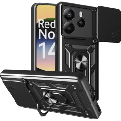 Θήκη Xiaomi Redmi Note 14 4G Bodycell Armor Slide Ανθεκτική με Κάλυμμα για την Κάμερα & Μεταλλικό Ring Holder - Black (5206015081033)
