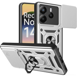 Θήκη Xiaomi Redmi Note 14 4G Bodycell Armor Slide Ανθεκτική με Κάλυμμα για την Κάμερα & Μεταλλικό Ring Holder - Silver (5206015081057)