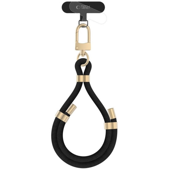 Λουράκι Χειρός Tech-Protect C4S Rope Wrist Strap Αποσπώμενο για Θήκες Κινητών / Smartphones - Black / Gold (5906302312733)