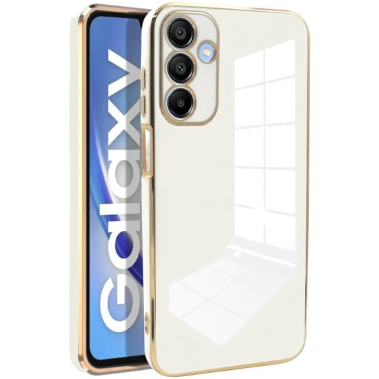 Θήκη Samsung Galaxy A15 Bodycell Gold Plated Σιλικόνης - White (5206015081323)