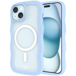 Θήκη iPhone 17e / 16e / 15 / 14 / 13 HappyCase Wavy Διάφανη Σκληρή με MagSafe & TPU Bumper - Blue (8719246471476)