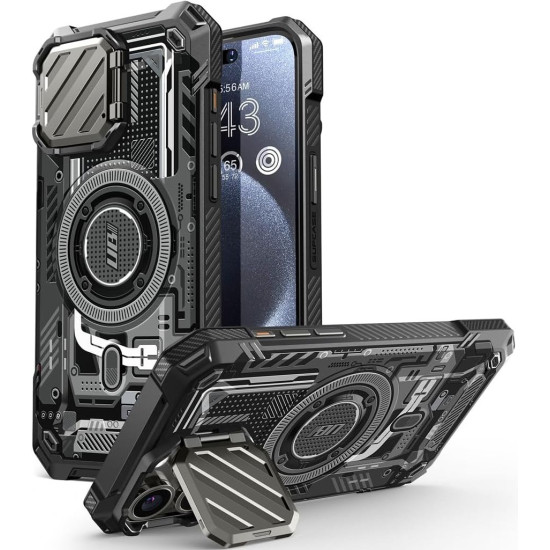 Θήκη iPhone 15 Pro Max Supcase Unicorn Beetle XT Mag Ανθεκτική MagSafe με Μεταλλικό Κάλυμμα για την Κάμερα - Black Circuit (843439142800)