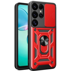 Θήκη Samsung Galaxy S25 Ultra Bodycell Armor Slide Ανθεκτική με Κάλυμμα για την Κάμερα & Μεταλλικό Ring Holder - Red (5206015081019)