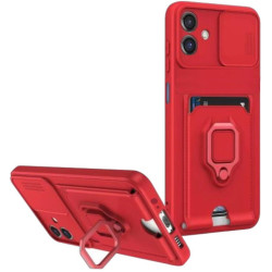 Θήκη Samsung Galaxy A06 Bodycell Multifunction με Λουράκι Λαιμού / Κάλυμμα Κάμερας / Ring Holder & Υποδοχή Κάρτας - Red (5206015081507)
