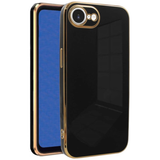 Θήκη iPhone 17e / 16e Bodycell Gold Plated Σιλικόνης - Black (5206015081217)