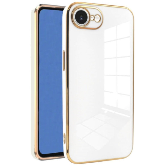 Θήκη iPhone 17e / 16e Bodycell Gold Plated Σιλικόνης - White (5206015081248)