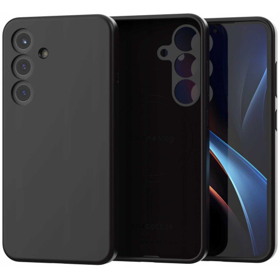 Θήκη Samsung Galaxy S25 Spacecase Silicone Magnetic Case Σιλικόνης με MagSafe - Black (5905719114152)