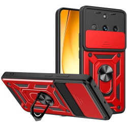 Θήκη Realme 11 Pro / 11 Pro Plus Bodycell Armor Slide Ανθεκτική με Κάλυμμα για την Κάμερα & Μεταλλικό Ring Holder - Red (5206015074684)