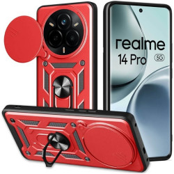 Θήκη Realme 14 Pro Bodycell Armor Slide Ανθεκτική με Κάλυμμα για την Κάμερα & Μεταλλικό Ring Holder - Red (5206015080265)