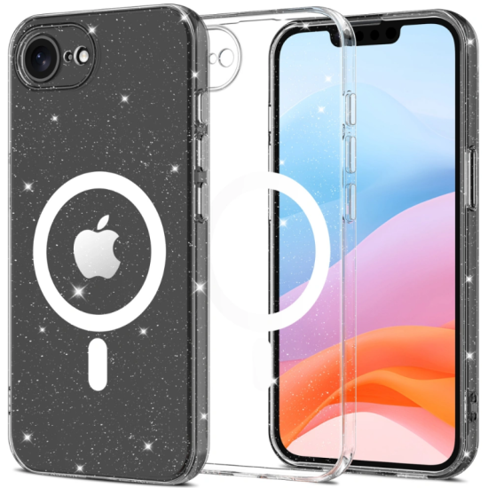 Θήκη iPhone 17e / 16e Tech-Protect FlexAir Hybrid Σκληρή Διάφανη με MagSafe - Glitter (5906302360208)
