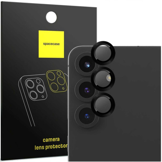 Tempered Glass Samsung Galaxy S25 Spacecase Camera Ring Αντιχαρακτικό Γυαλί Προστασίας για Φακό Κάμερας με Πλαίσιο Αλουμινίου - Black (5905719114756)