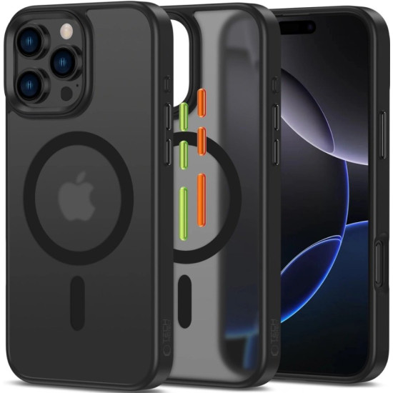 Θήκη iPhone 16 Pro Max Tech-Protect MagMat XT 3-Set Ημιδιάφανη με MagSafe & 3 Εναλλάξιμα Καλύμματα Κουμπιών - Matte Black (5906302368143)