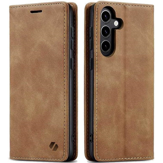 Θήκη Samsung Galaxy S25 Spacecase Wallet Πορτοφόλι - Light Brown (5905719114626)