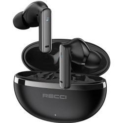 Bluetooth Ακουστικά Recci REP-W88 TWS Ασύρματα με Θήκη Φόρτισης & Τεχνολογία ANC Ακύρωσης Θορύβου - Black (6955482530764)