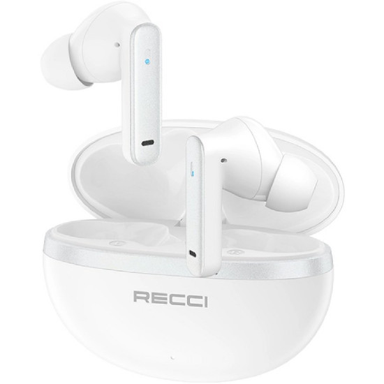 Bluetooth Ακουστικά Recci REP-W88 TWS Ασύρματα με Θήκη Φόρτισης & Τεχνολογία ANC Ακύρωσης Θορύβου - White (6955482530771)