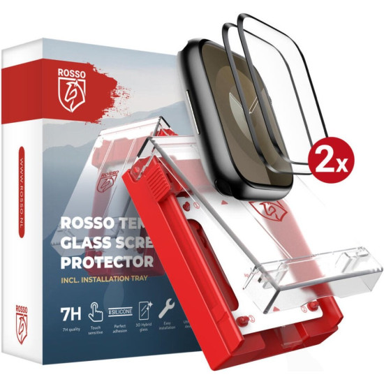 Tempered Glass Apple Watch 9 / 8 / 7 (45mm) Rosso with Installation Tray Αντιχαρακτικό Γυαλί Προστασίας Οθόνης 2 Τεμάχια - Black (8719246474422)