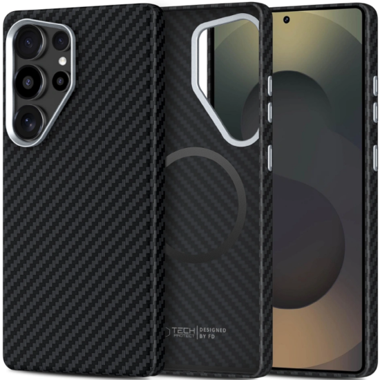 Θήκη Samsung Galaxy S25 Ultra Tech-Protect Ion Carbon Σκληρή με MagSafe - Black / Silver (5906302368372)