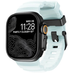 Λουράκι Apple Watch Ultra/SE/11/10/9/8/7/6/5/4 (49/46/45/44mm) Nomad Rocky Point Band Glow in the Dark Φωσφορίζον Αδιάβροχο FKM & Τιτάνιο - Icy Blue Glow / Black Titanium Hardware (NM014445858)