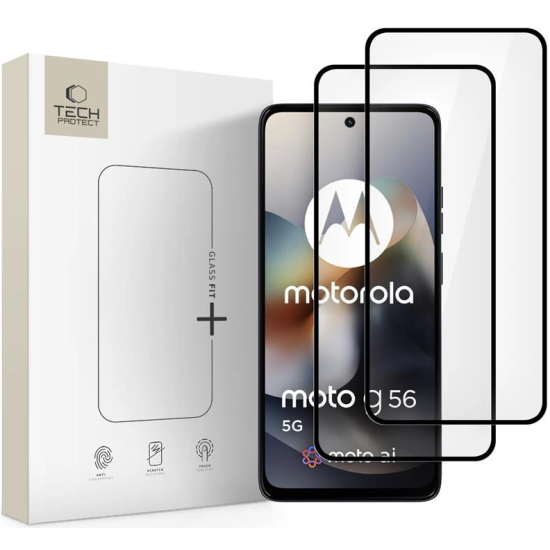 Tempered Glass Motorola Moto G56 Tech-Protect Glass Fit+ Full Face Αντιχαρακτικό Γυαλί Προστασίας Οθόνης 2 Τεμάχια - Black (5906302368969)