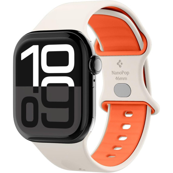 Λουράκι Apple Watch Ultra/SE/11/10/9/8/7/6/5/4 (49/46/45/44mm) Spigen Nano Pop από Premium Σιλικόνη - Orange Beige (AMP09323)