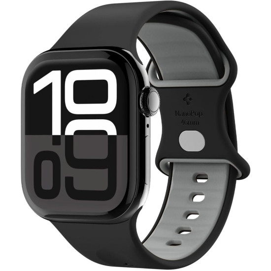 Λουράκι Apple Watch Ultra/SE/11/10/9/8/7/6/5/4 (49/46/45/44mm) Spigen Nano Pop από Premium Σιλικόνη - Black Sesame (AMP09321)