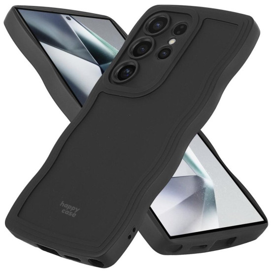 Θήκη Samsung Galaxy S24 Ultra HappyCase Wavy Σιλικόνης - Black (8719246478161)