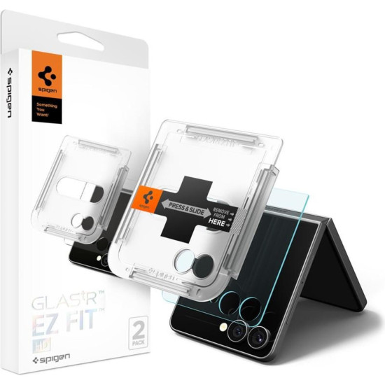 Tempered Glass Samsung Galaxy Z Flip7 Spigen GLAS.tR EZ Fit HD Αντιχαρακτικό Γυαλί Εξωτερικής Μικρής Οθόνης 2 Τεμάχια - Clear (AGL09585)