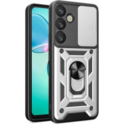 Θήκη Samsung Galaxy S25 Plus Bodycell Armor Slide Ανθεκτική με Κάλυμμα για την Κάμερα & Μεταλλικό Ring Holder - Silver (5206015080999)
