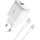 Φορτιστής Tech-Protect C20W Αντάπτορας με 1 x USB-A / 1 x Type-C 20W & 1 x Καλώδιο Type-C σε Lightning 100cm - White (9490713929124)