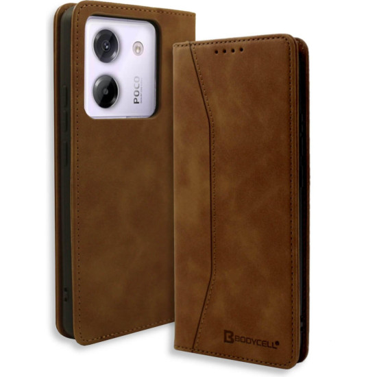 Θήκη Xiaomi Poco M7 Pro 5G Bodycell Book Case Πορτοφόλι - Brown (5206015082337)