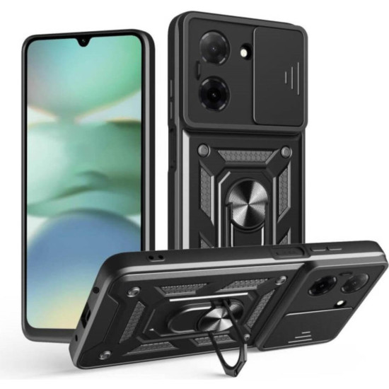 Θήκη Xiaomi Redmi A5 4G Bodycell Armor Slide Ανθεκτική με Κάλυμμα για την Κάμερα & Μεταλλικό Ring Holder - Black (5206015082894)