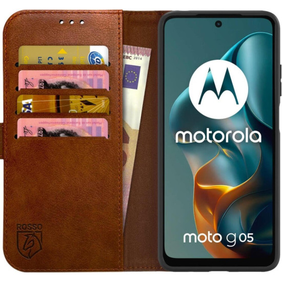 Θήκη Motorola Moto G05 / E15 Rosso Element PU Πορτοφόλι - Brown (8719246476198)